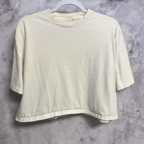 Vintage 90s Hanes Crop Top Shirt Adult XL White Single Stitch USA - Picture 1 of 12